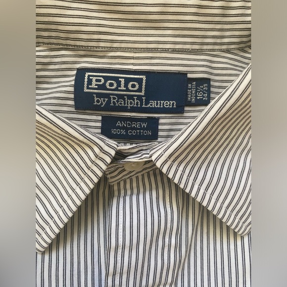 Polo Ralph Lauren Vintage Straight Collar Andrew Shirt in Black/White Stripe - Picture 6 of 6